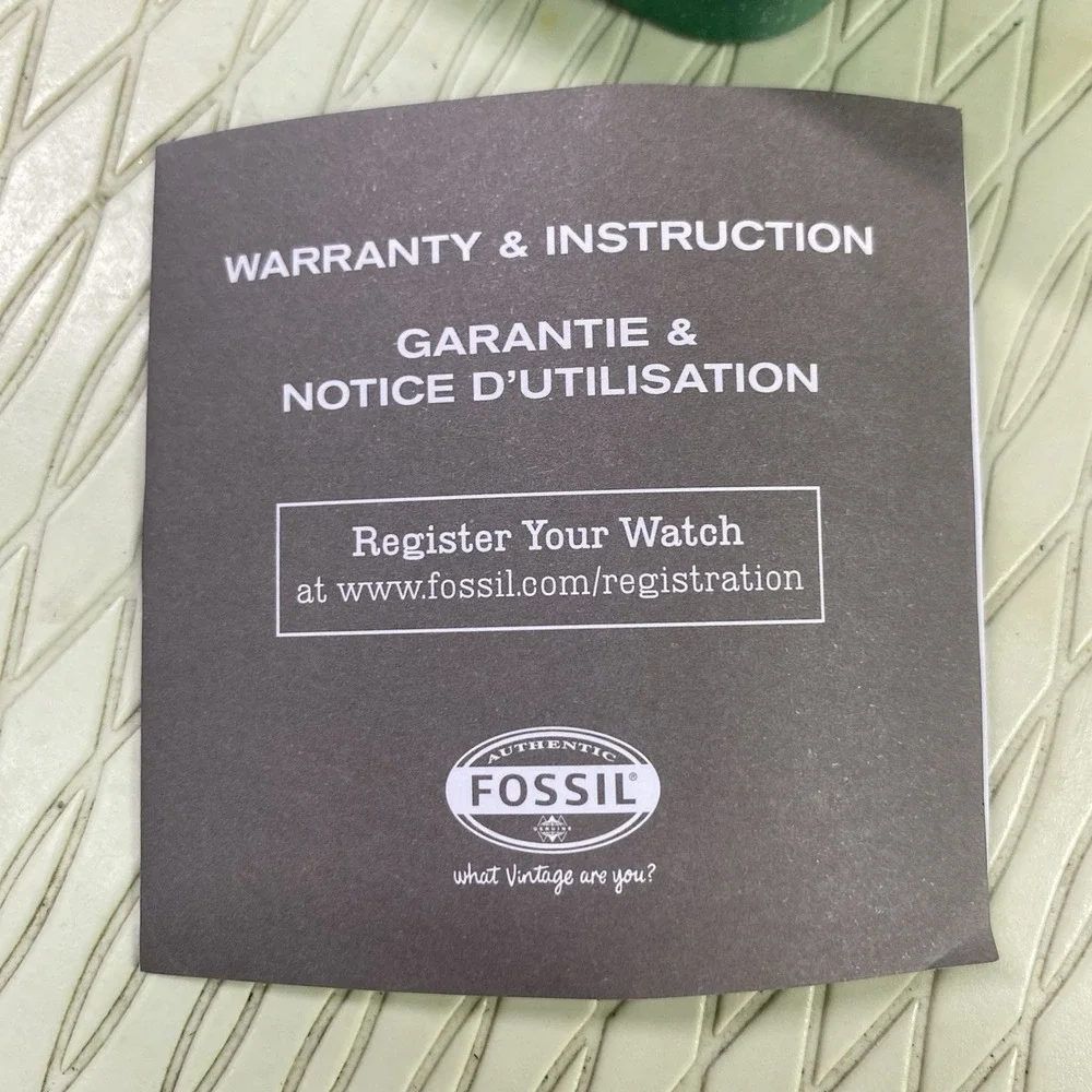 Fossil Womens ES2603 Watch Clear Strap W/Teal Blue Glitz Bezel Face Dazzle EUC